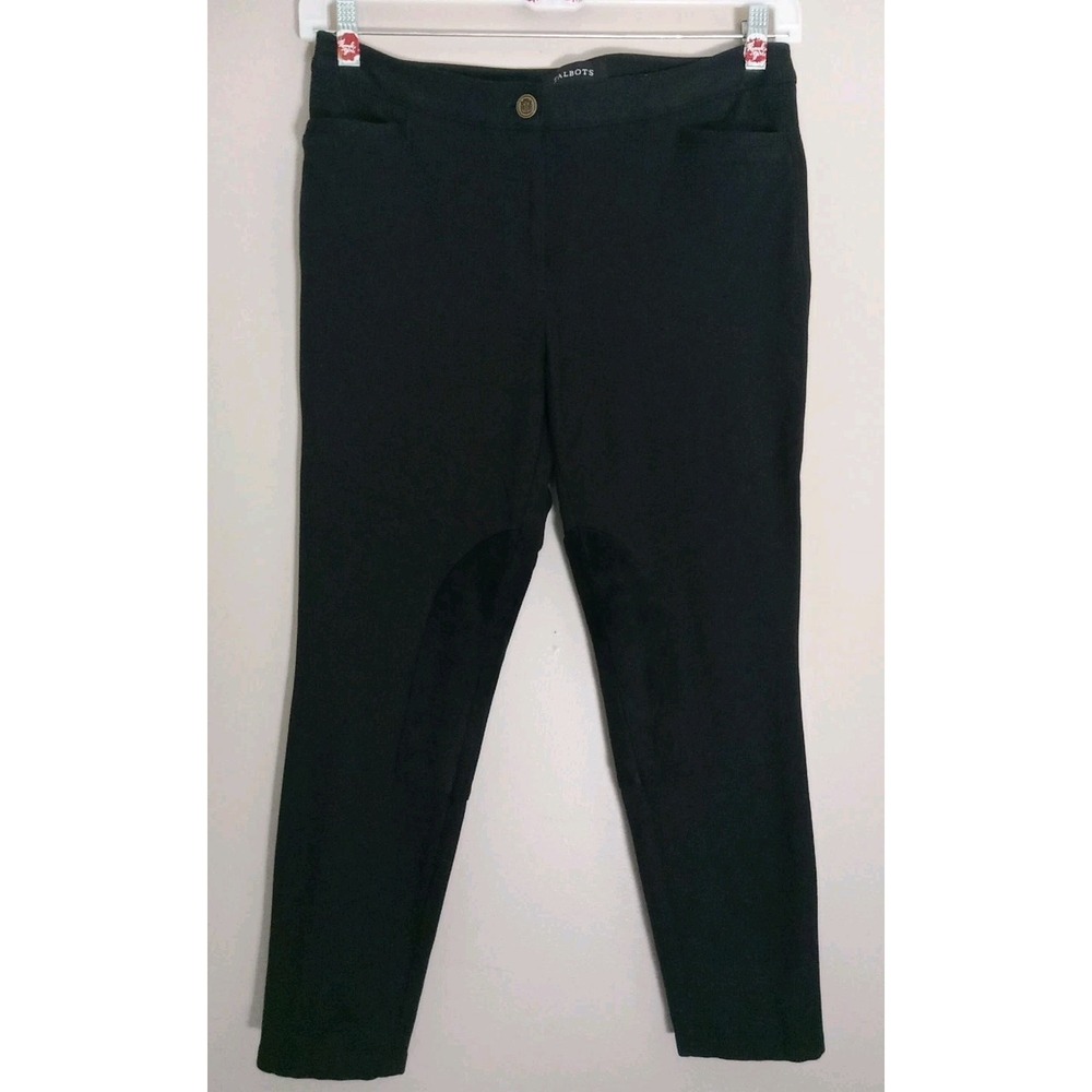 Talbots Black Equestrian Style Soft Suede Calf Panel Skinny Ankle Pants Size 8P
